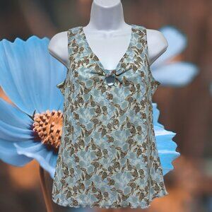Xhilaration-Women's Large Top Lined Pullover Sleeveless Keyhole V-Neck Floral